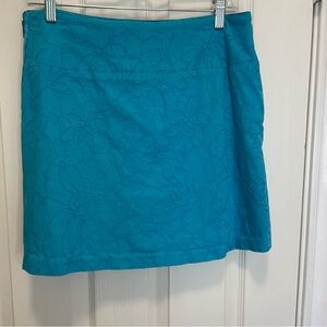 Lady Hagen Turquoise Brocade Women Golf Skort with full length side zipper.  8